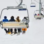 Ski lift elevator on the mountain ski slope, Bansko, Bulgaria