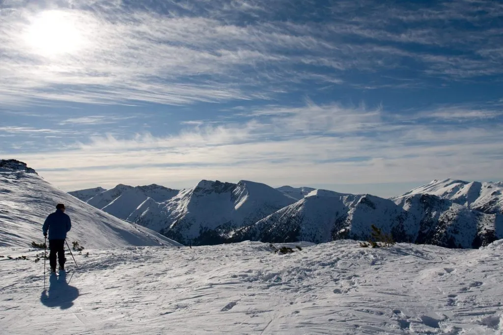 Skier on the mountain high peaks - Borovets (Bulgaria)
